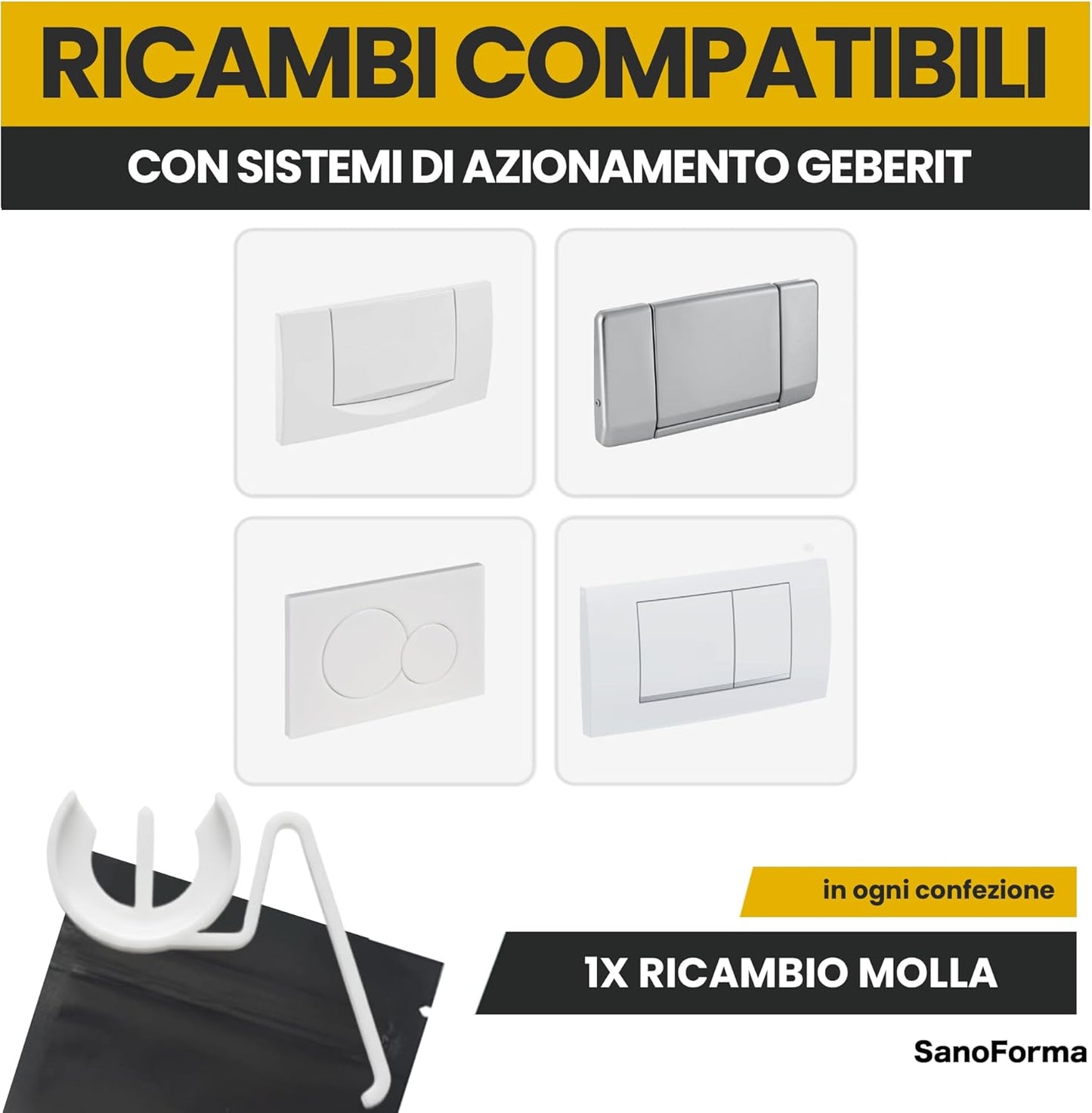 Ricambio Molla di Sicurezza Compatibile con Azionamento Geberit 81658091 e 816580931 – Set da 1 pezzo – Componente Affidabile, Lunga Durata e Montaggio Semplificato
