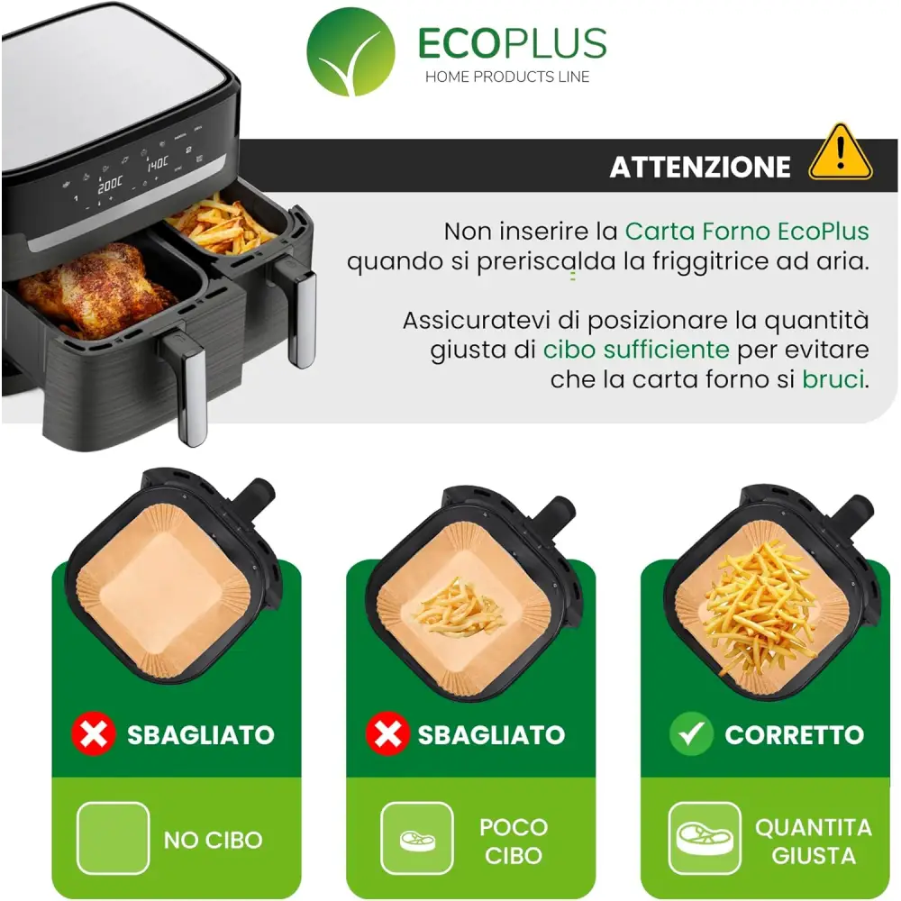 Carta Forno per Friggitrice ad Aria Antiaderente e Resistente - Accessori Cucina