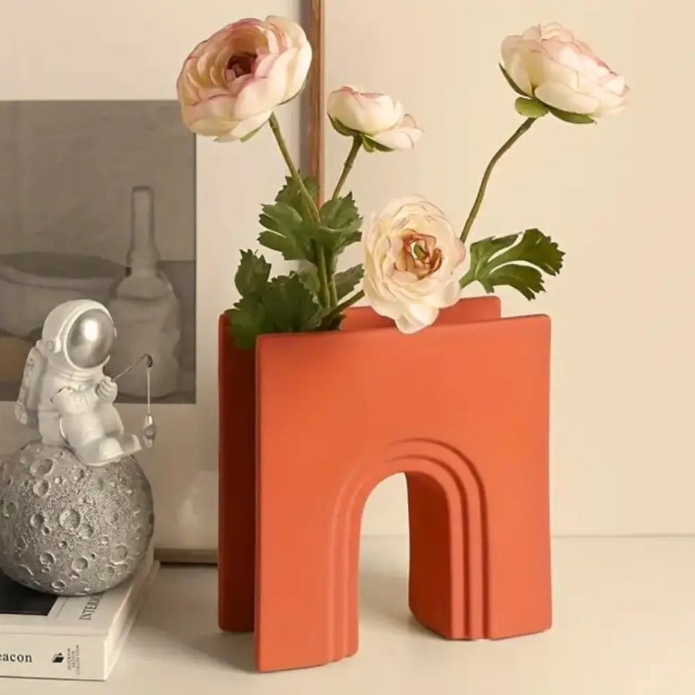 Yogiris Dodeca Vaso in Ceramica Design Geometrico Minimal Arredo Moderno Japandi - Terracotta - Accessori Persona