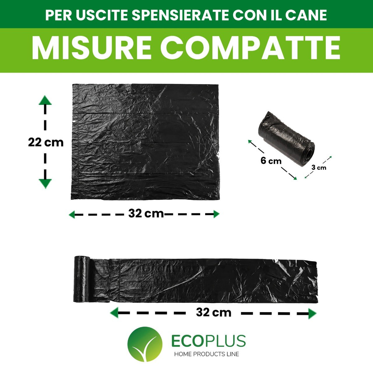 Sacchetti Ecoplus Neri per Escrementi Cani sacchetti – Formato Risparmio