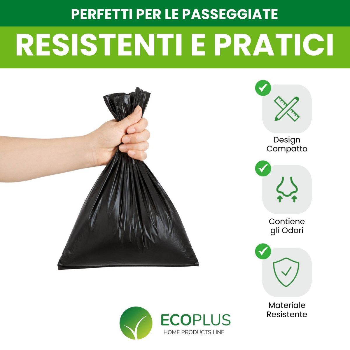 Sacchetti Ecoplus Neri per Escrementi Cani sacchetti – Formato Risparmio