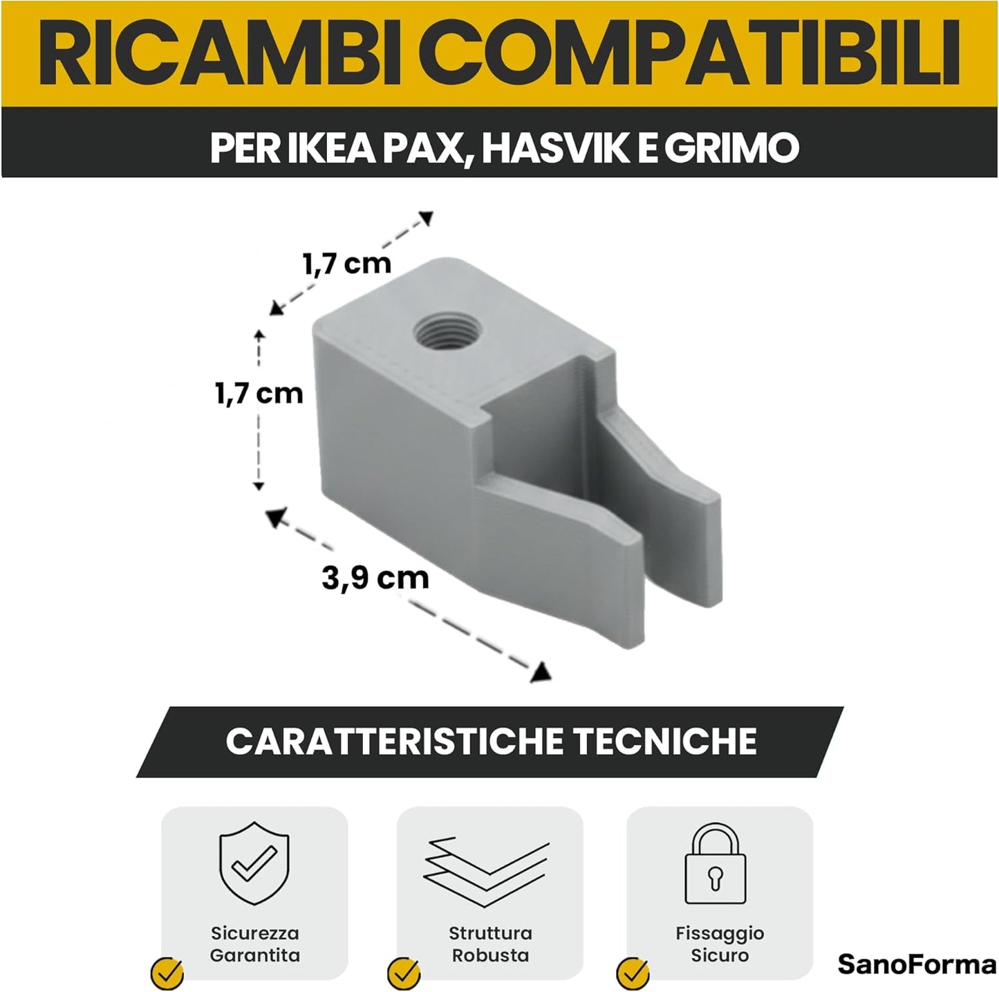 Ricambio Fermaporta per Porte Scorrevoli Compatibili con IKEA PAX HASVIK GRIMO – 2 pezzi - Stop Scorrimento Guida Superiore
