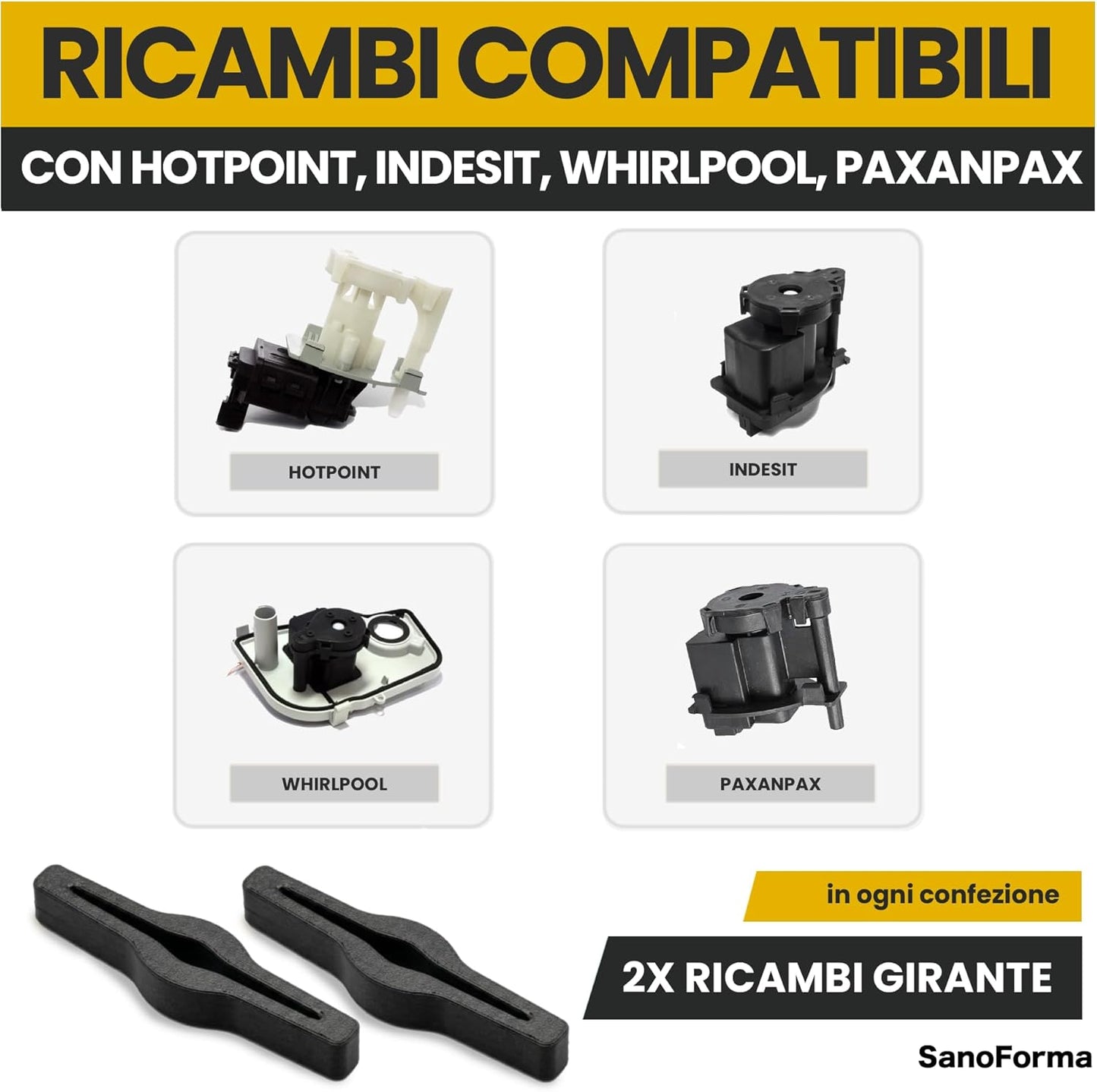 Set 2 Ricambi Girante Pompa Acqua Condensatore per Asciugatrice – Made in Italy
