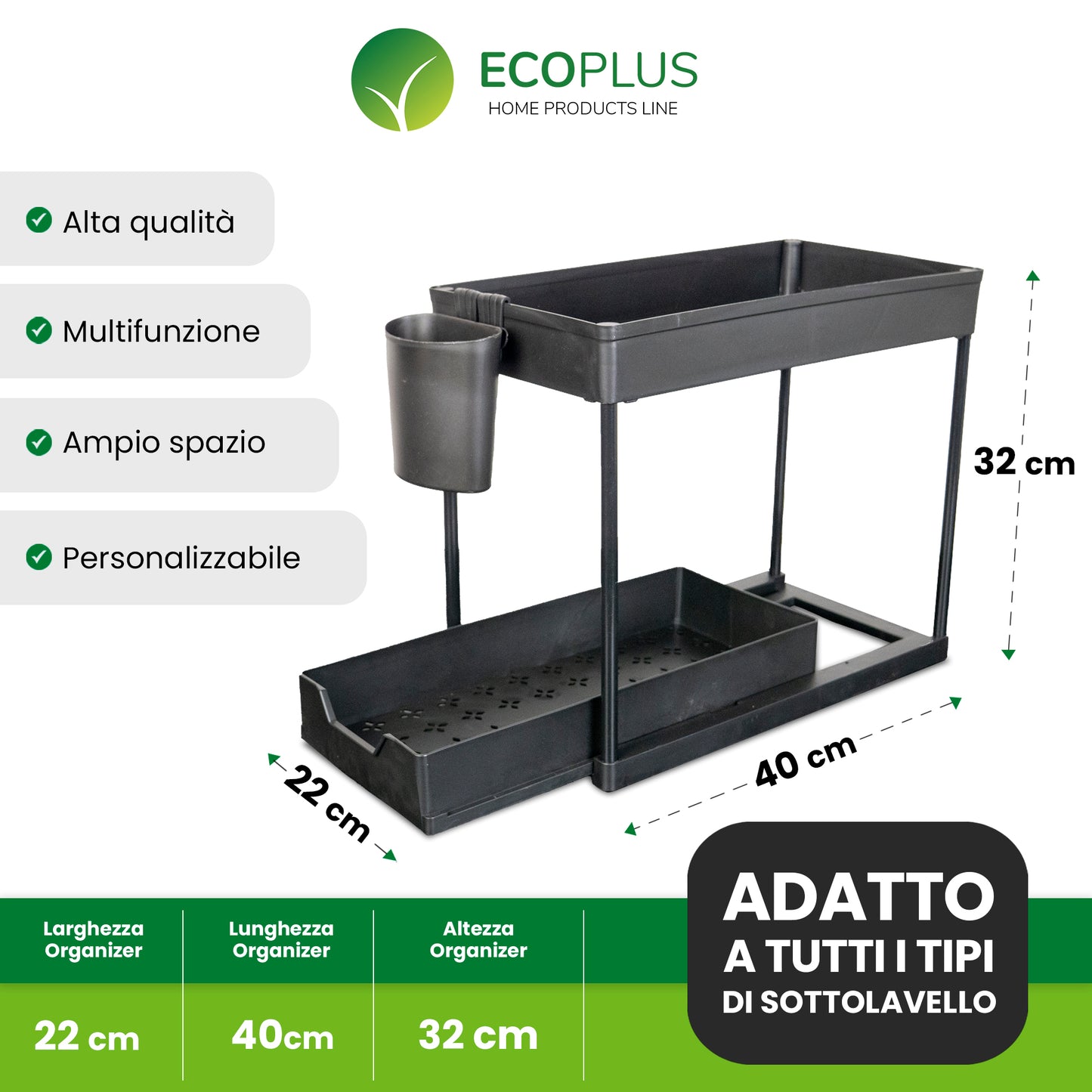 Organizer Sottolavello Salvaspazio per Scaffali Cucina e Bagno Fornitura INGROSSO