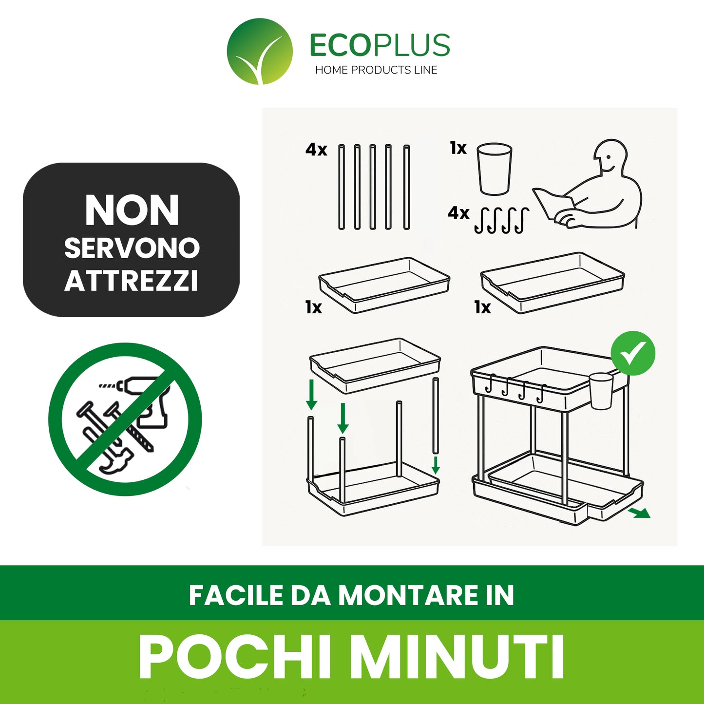 Organizer Sottolavello Salvaspazio per Scaffali Cucina e Bagno Fornitura INGROSSO