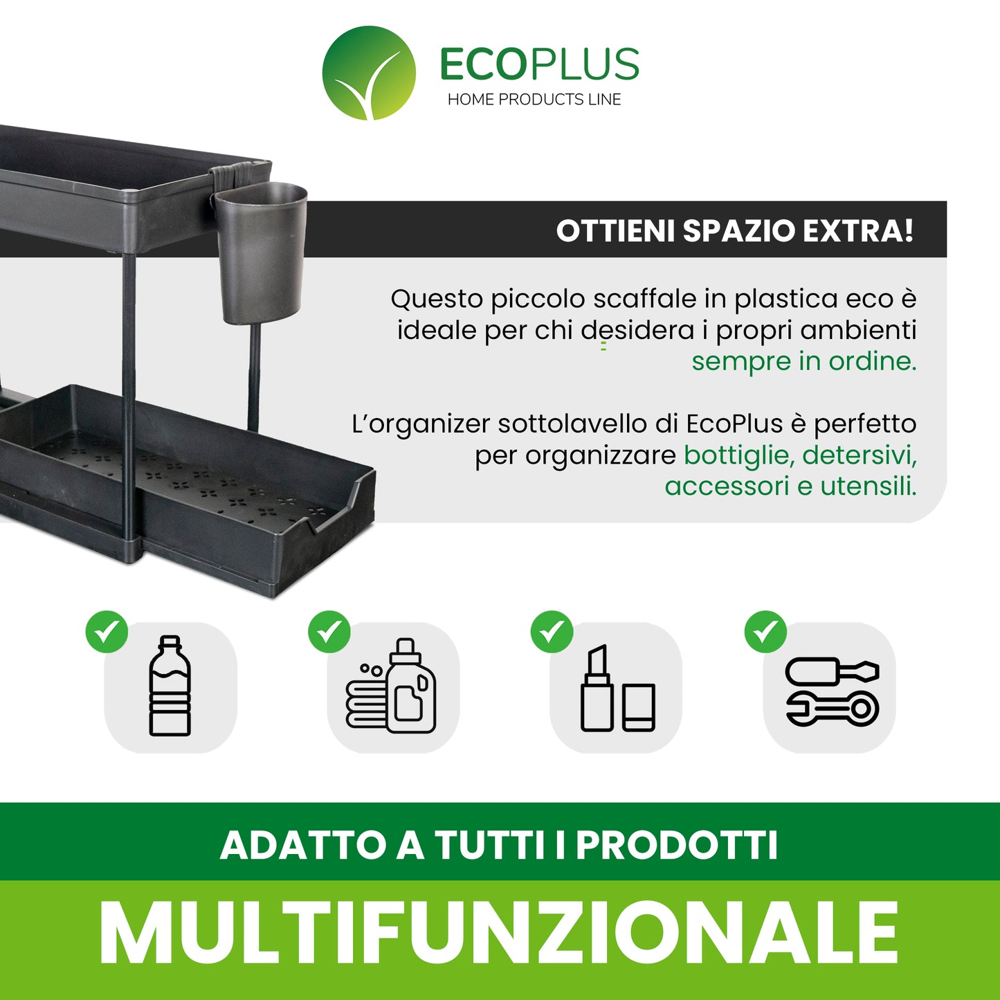 Organizer Sottolavello Salvaspazio per Scaffali Cucina e Bagno Fornitura INGROSSO