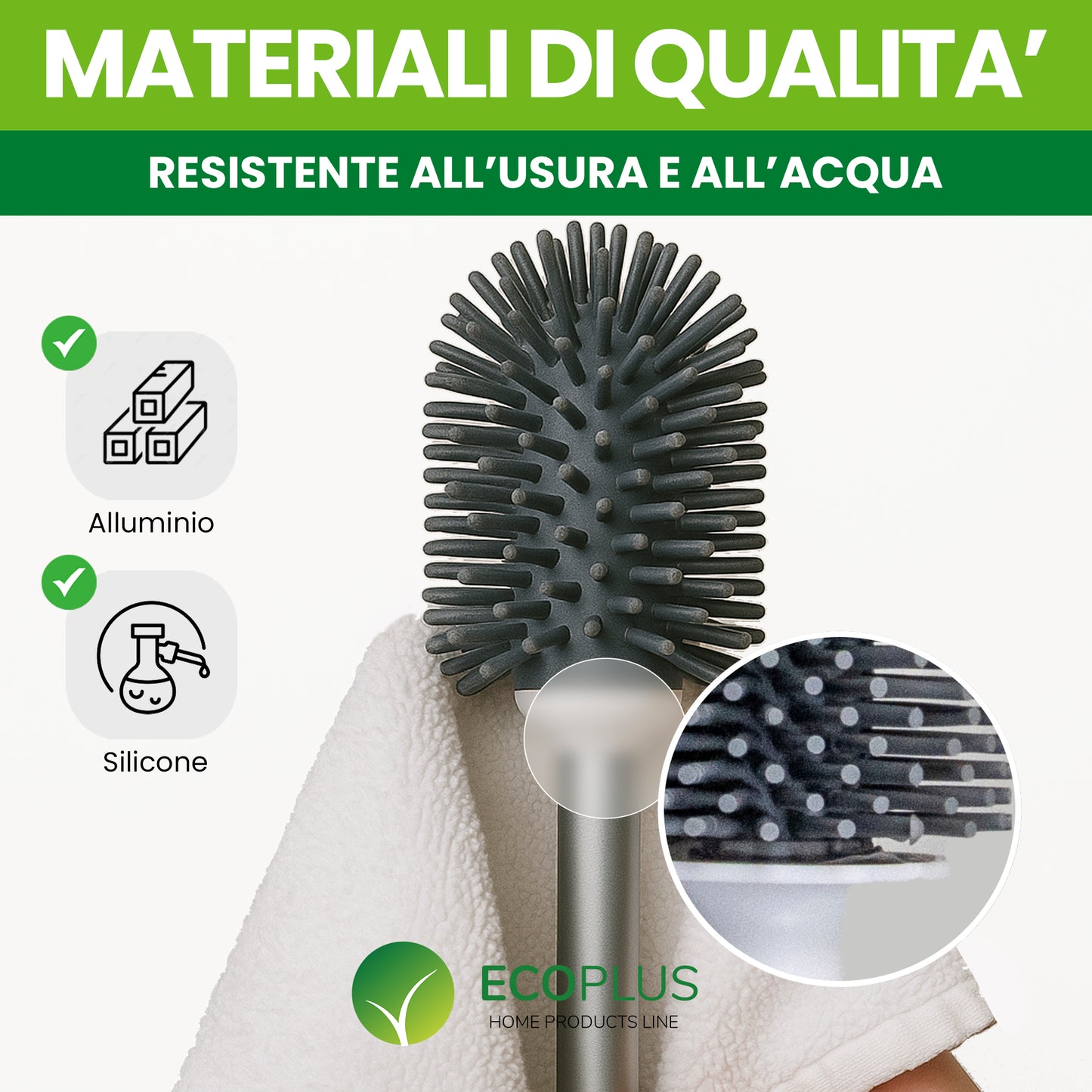 Scopino WC in Silicone Bianco Antigoccia e Antibatterici – Box Fornitura INGROSSO