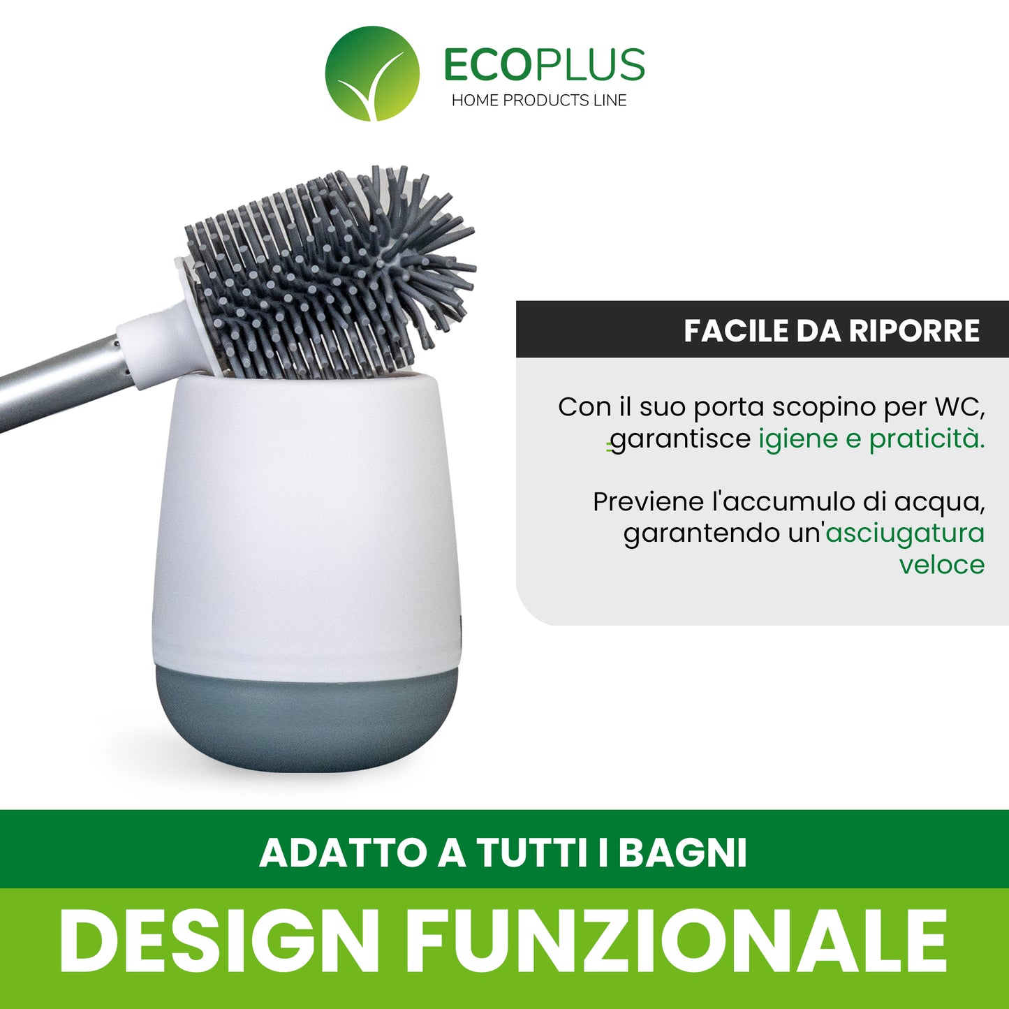 Scopino WC in Silicone Bianco Antigoccia e Antibatterici – Box Fornitura INGROSSO