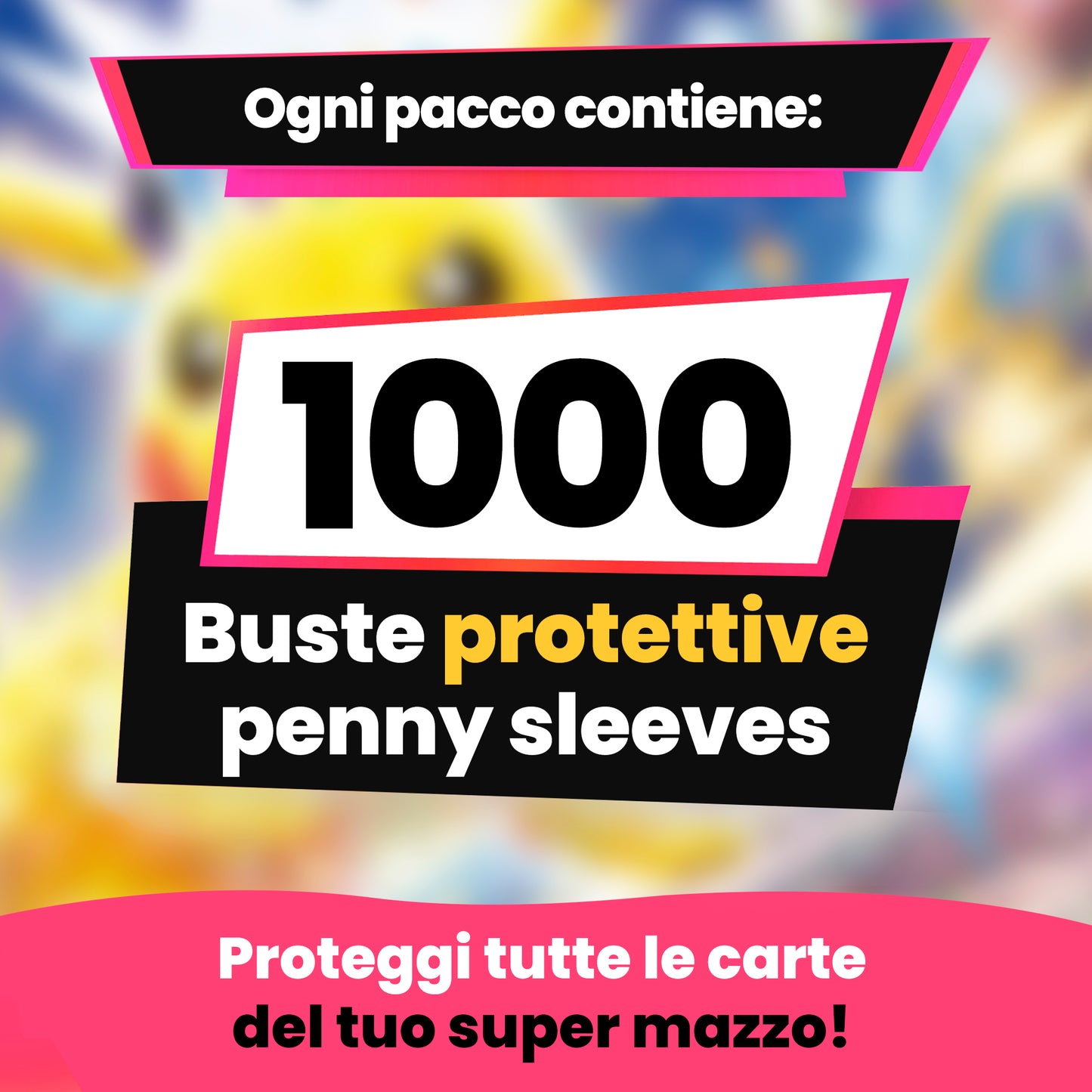 TCG Rocket Penny Sleeves 1000 Pezzi – Bustine Protettive per Carte Pokemon, Yu-Gi-Oh!, Magic MTG – Sleeves Trasparenti Standard per TCG e Collezionisti