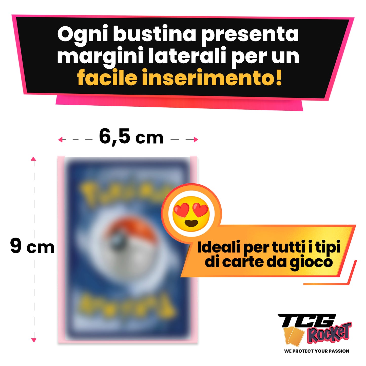 TCG Rocket Penny Sleeves 1000 Pezzi – Bustine Protettive per Carte Pokemon, Yu-Gi-Oh!, Magic MTG – Sleeves Trasparenti Standard per TCG e Collezionisti