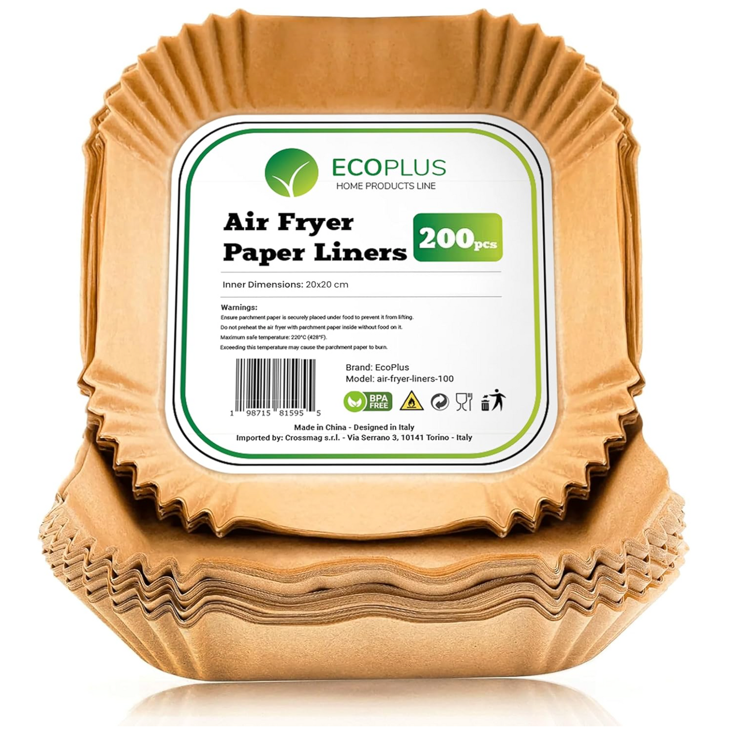 Carta Forno quadrata per friggitrice ad aria 20cm INGROSSO Cucina Fornitura Ristoranti Pasticcerie Bar