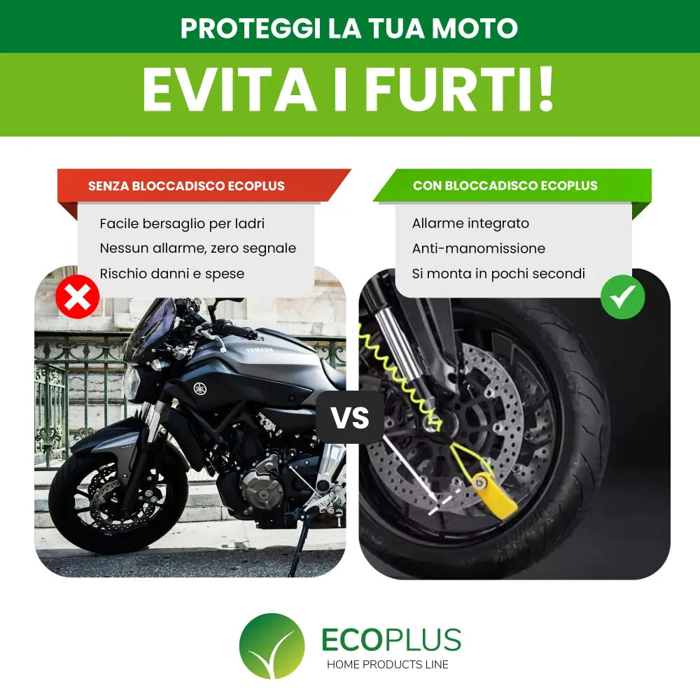 Bloccadisco Moto con Allarme 110 dB Lucchetto Antifurto Impermeabile con Sensore Movimento - Accessori Moto
