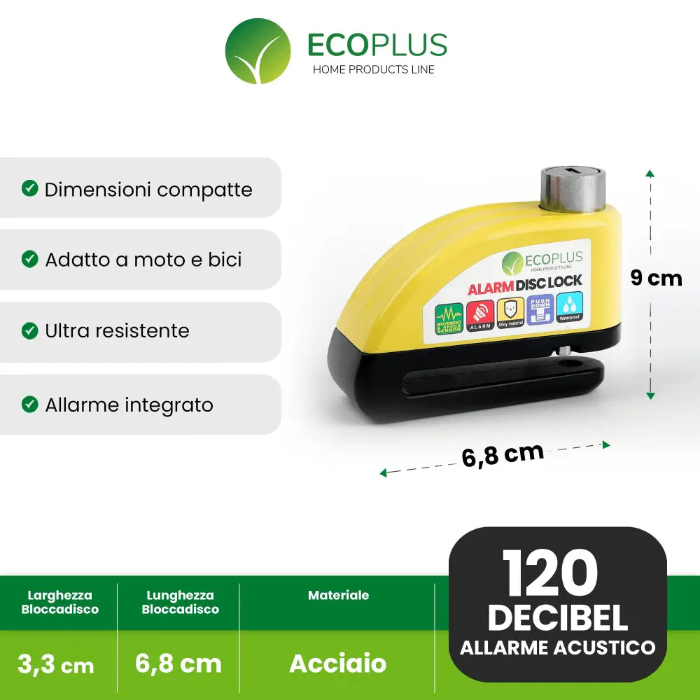 Bloccadisco Moto con Allarme 110 dB Lucchetto Antifurto Impermeabile con Sensore Movimento - Accessori Moto