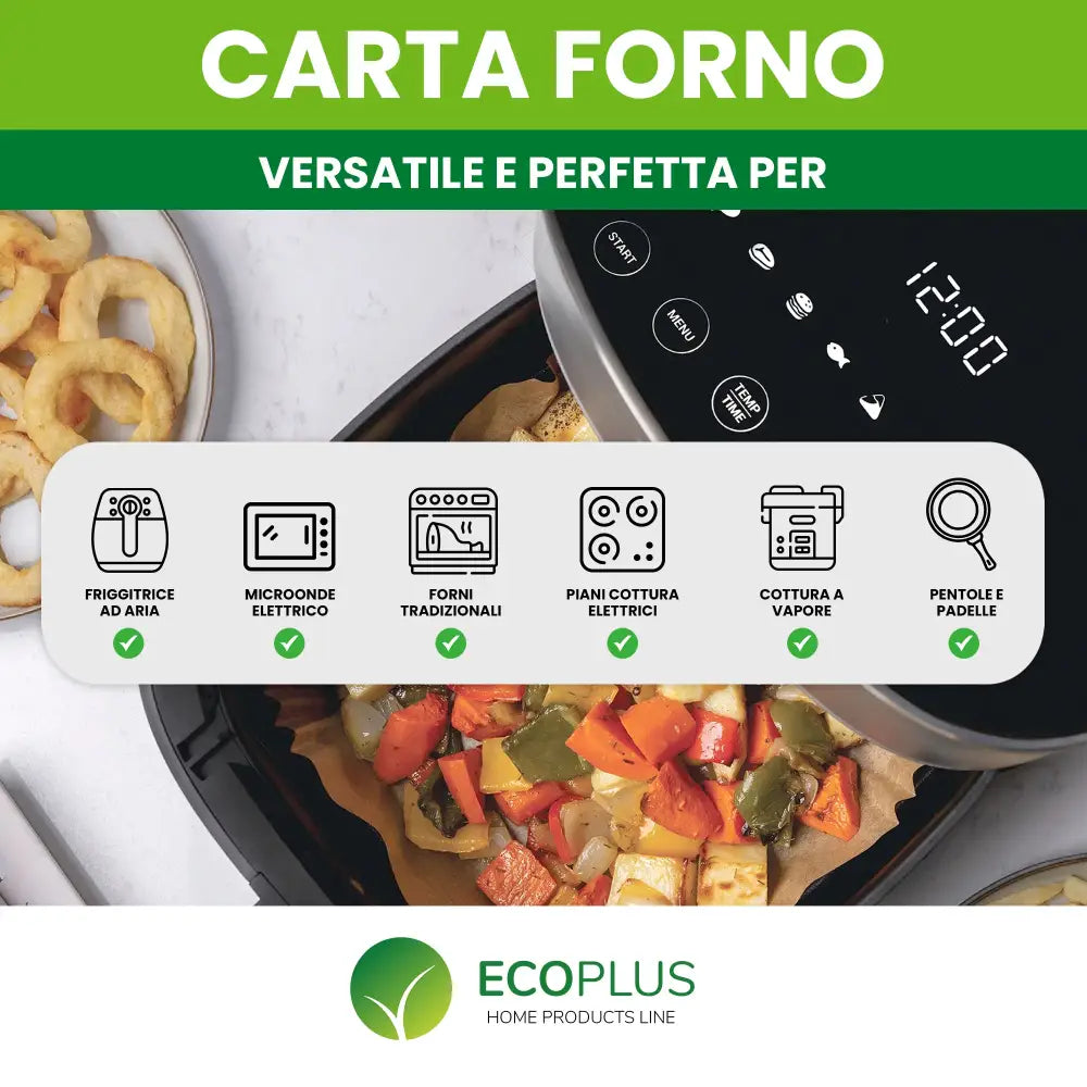 Carta Forno per Friggitrice ad Aria Antiaderente e Resistente - Accessori Cucina