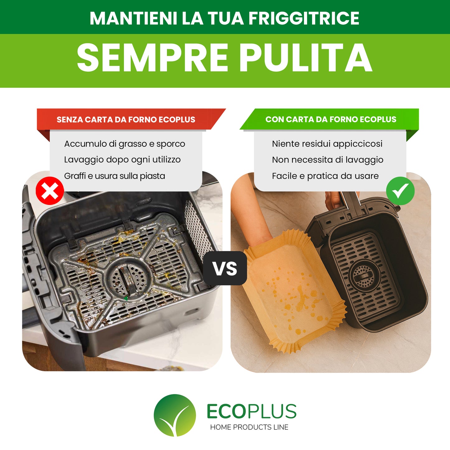 Carta Forno rettangolare per friggitrice ad aria 22x14cm INGROSSO Cucina Fornitura Ristoranti Pasticcerie Bar