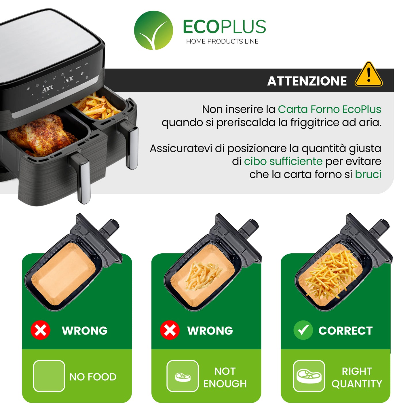 Carta Forno rettangolare per friggitrice ad aria 22x14cm INGROSSO Cucina Fornitura Ristoranti Pasticcerie Bar