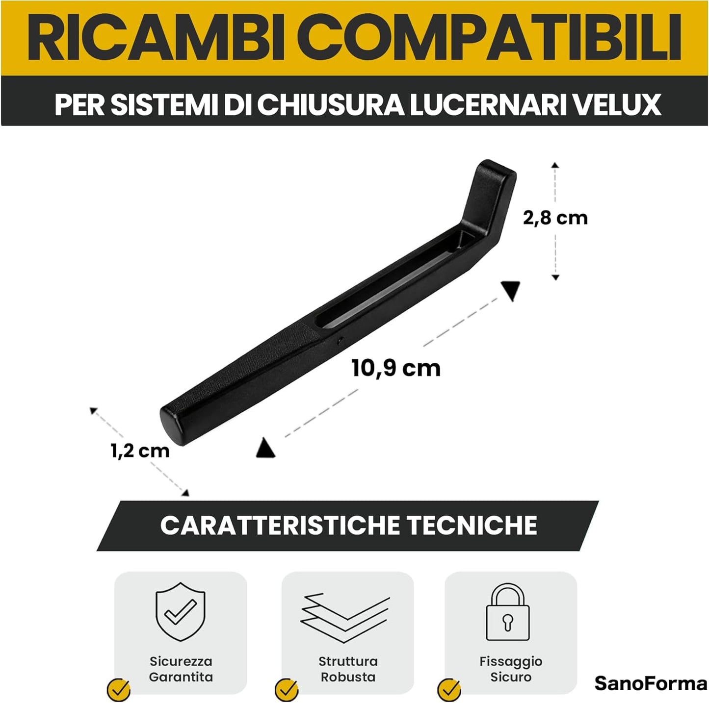 Chiavistello di Ricambio per Lucernari Velux – Compatibile con Sistemi di Chiusura GGU GHU GPU GGL VL VU – Blocco di Sicurezza per Finestra da Tetto, pulizia sicura per finestre pivot
