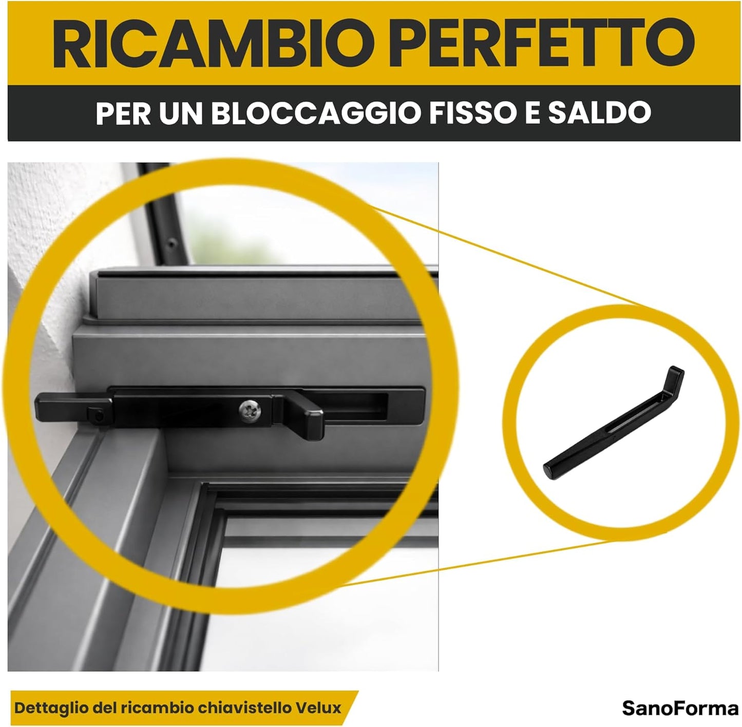 Chiavistello di Ricambio per Lucernari Velux – Compatibile con Sistemi di Chiusura GGU GHU GPU GGL VL VU – Blocco di Sicurezza per Finestra da Tetto, pulizia sicura per finestre pivot