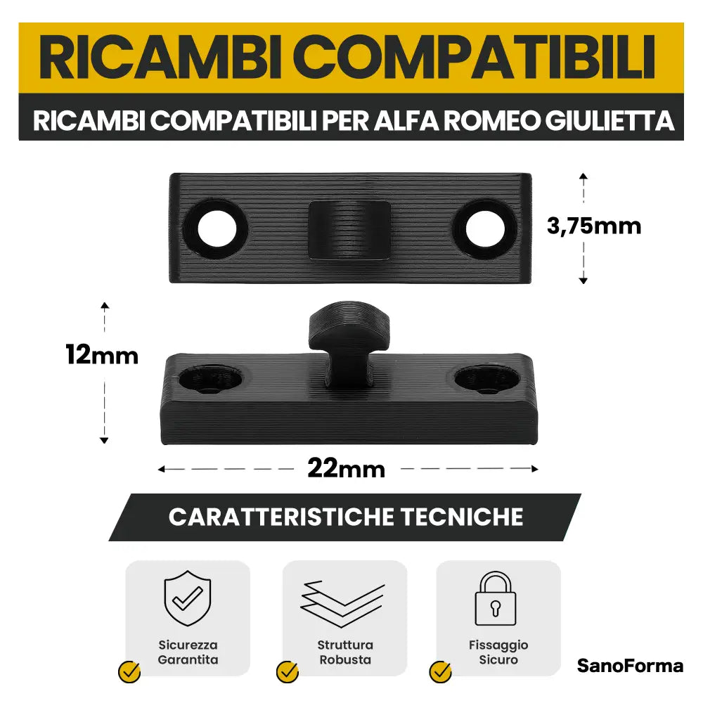 Clip di Ricambio Alfa Romeo Giulietta 2 Pezzi per Vano Portaoggetti Compatibili e Resistenti - Accessori Auto