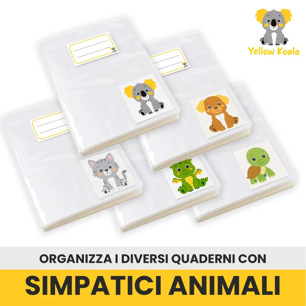 Copertine Quaderni A4 10 Pezzi Trasparenti con Etichette Colorate - Accessori Scuola