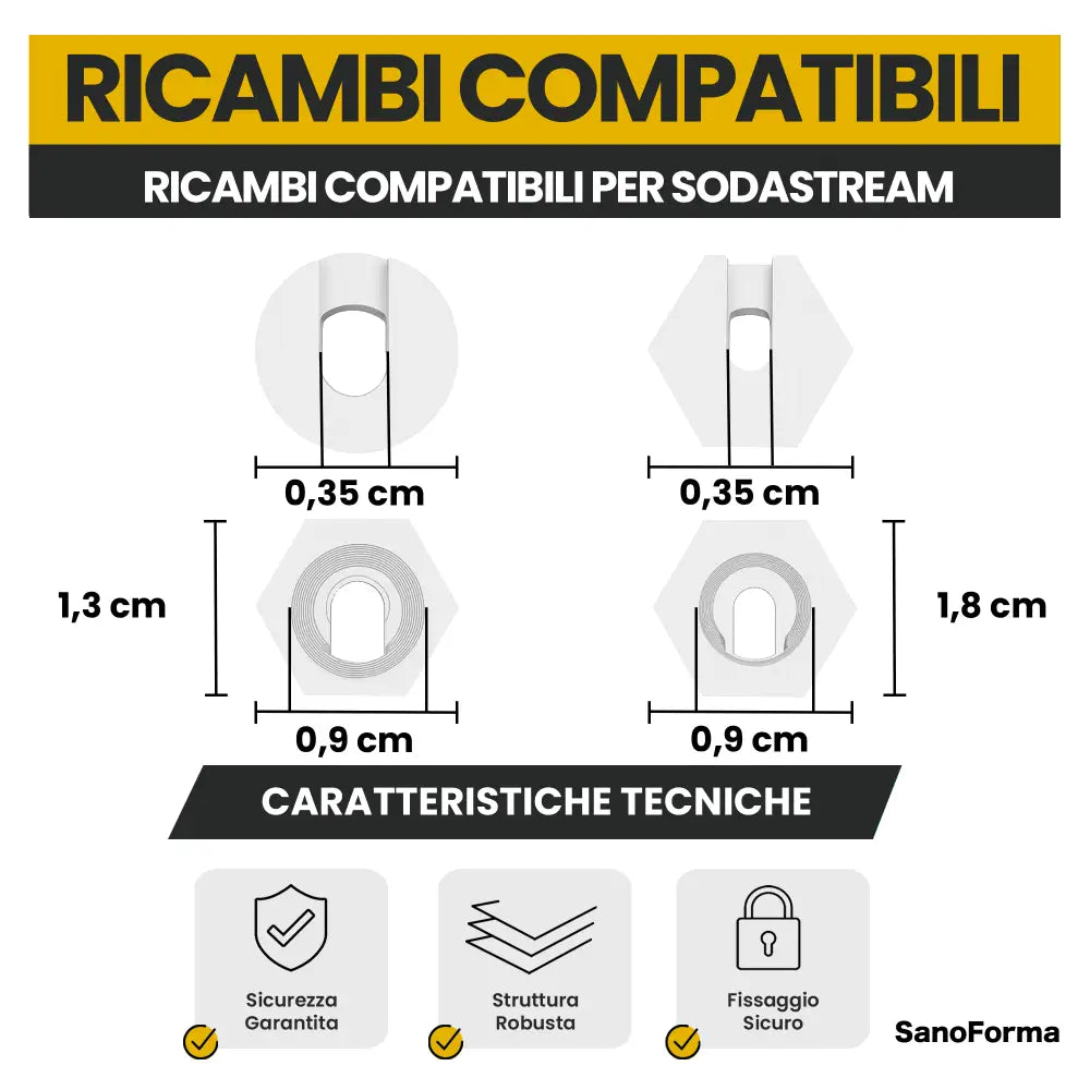 Dadi Ricambio Compatibili Sodastream 2 Pezzi per Fissaggio Bottiglie e Cilindri - Ricambi