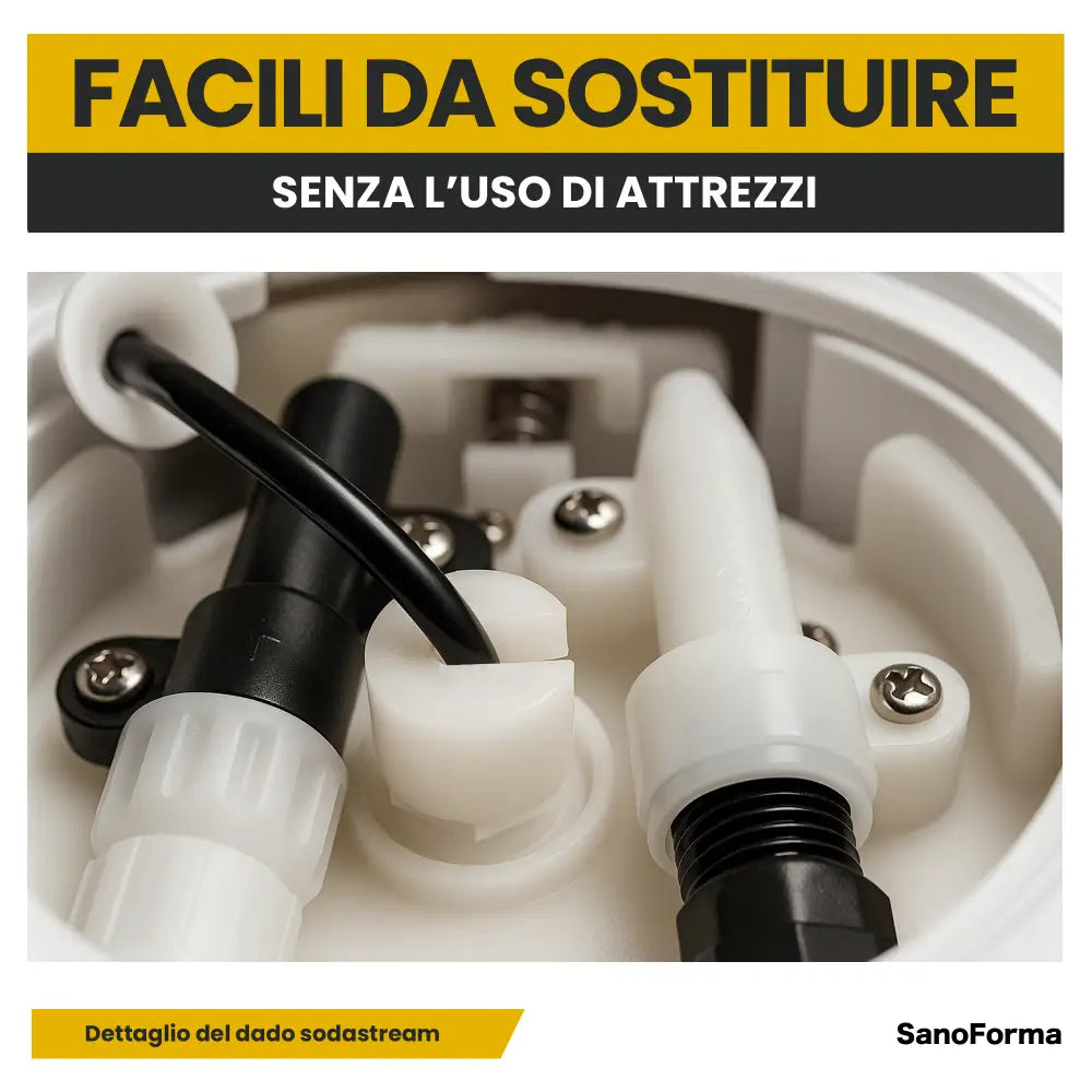 Dadi Ricambio Compatibili Sodastream 2 Pezzi per Fissaggio Bottiglie e Cilindri - Ricambi