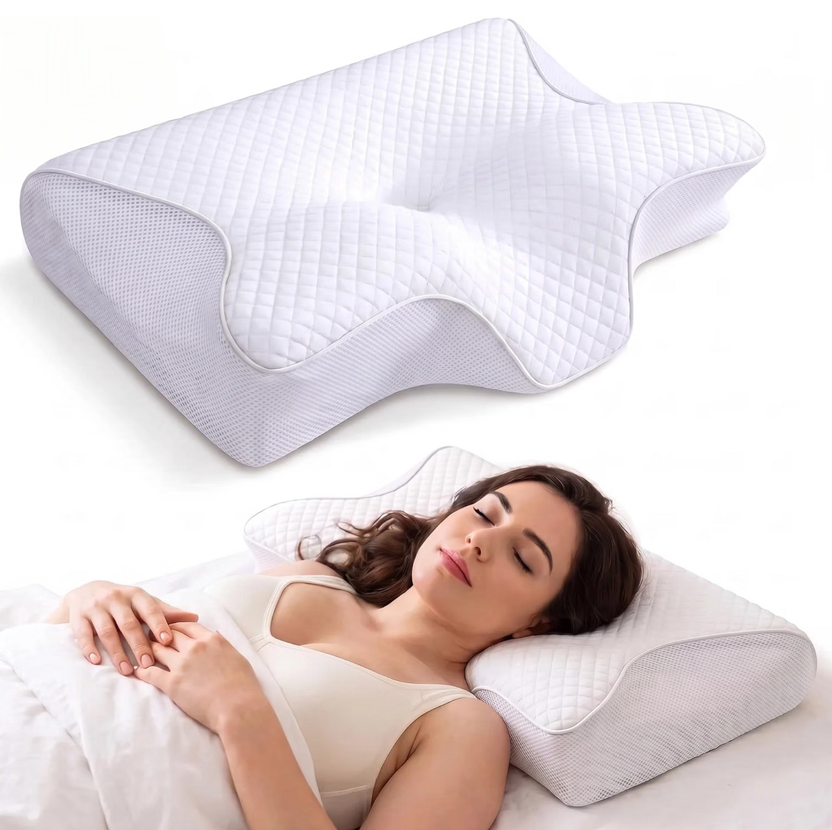 Cuscino Cervicale Ortopedico Memory Foam con Guanciale Ergonomico Ecoplus