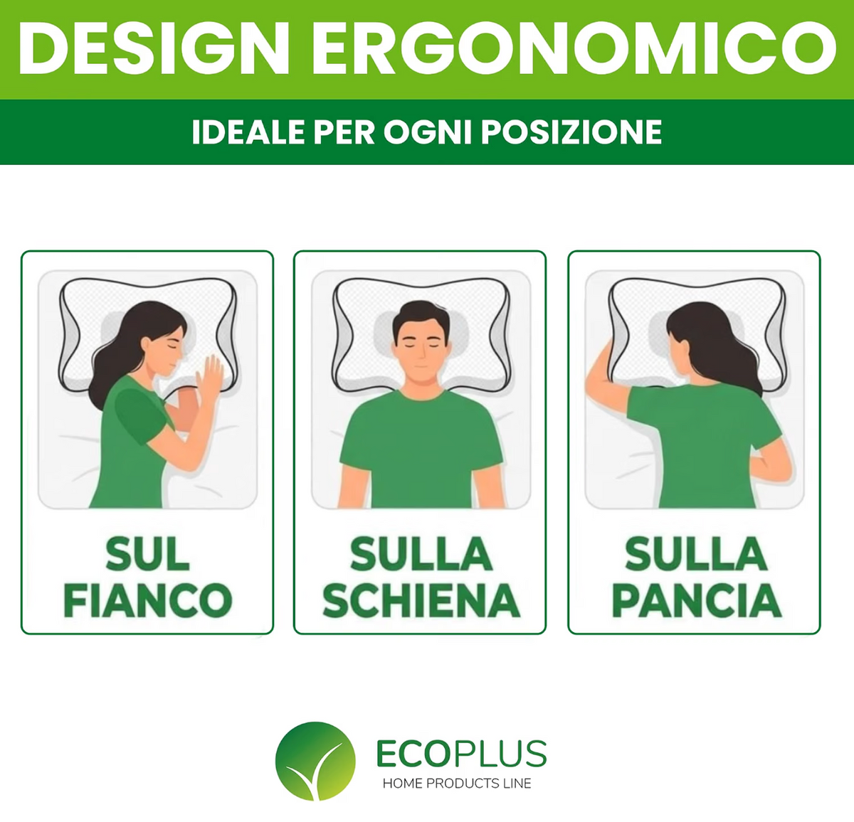 Cuscino Cervicale Ortopedico Memory Foam con Guanciale Ergonomico Ecoplus