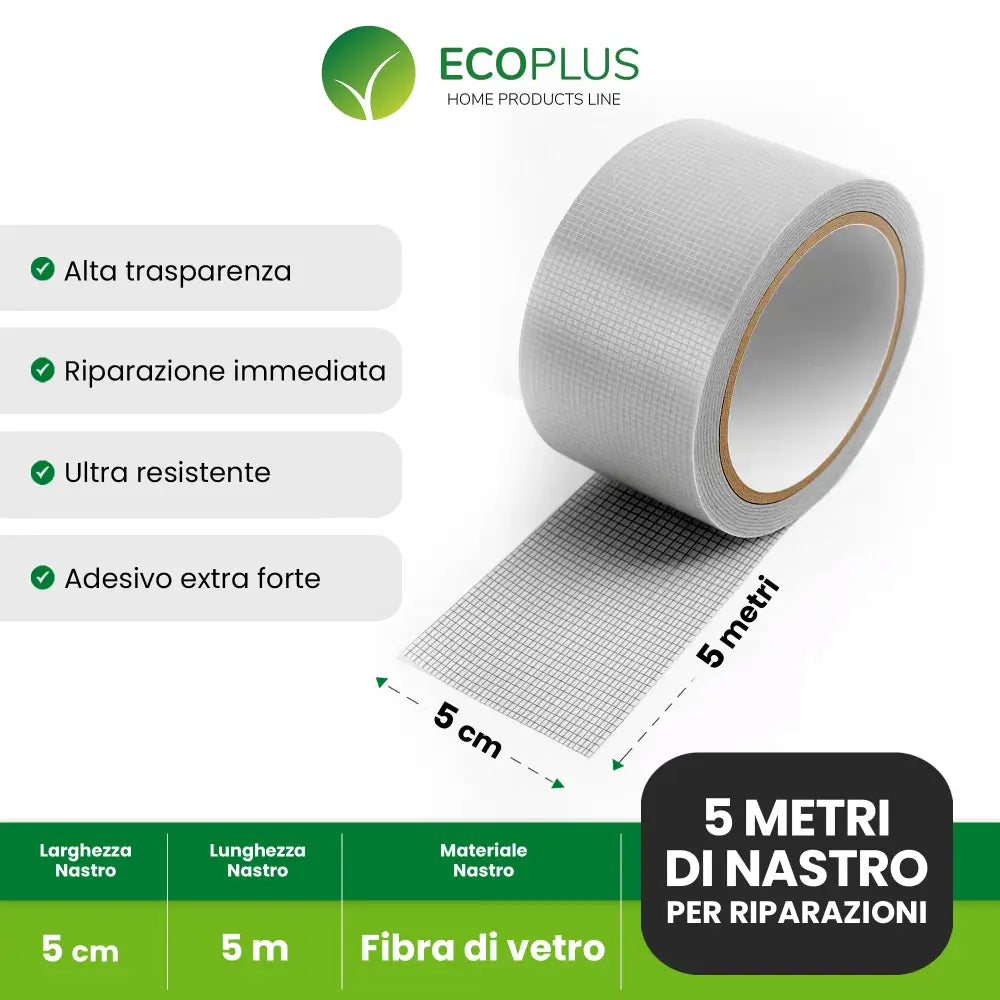 Nastro Ripara Zanzariere Adesivo in Fibra di Vetro per Riparazioni Immediate - Accessori Casa