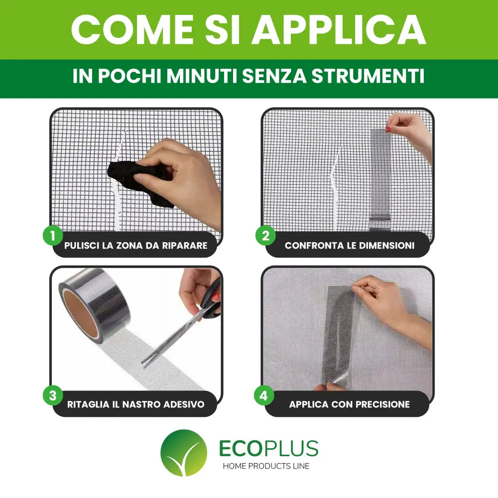 Nastro Ripara Zanzariere Adesivo in Fibra di Vetro per Riparazioni Immediate - Accessori Casa