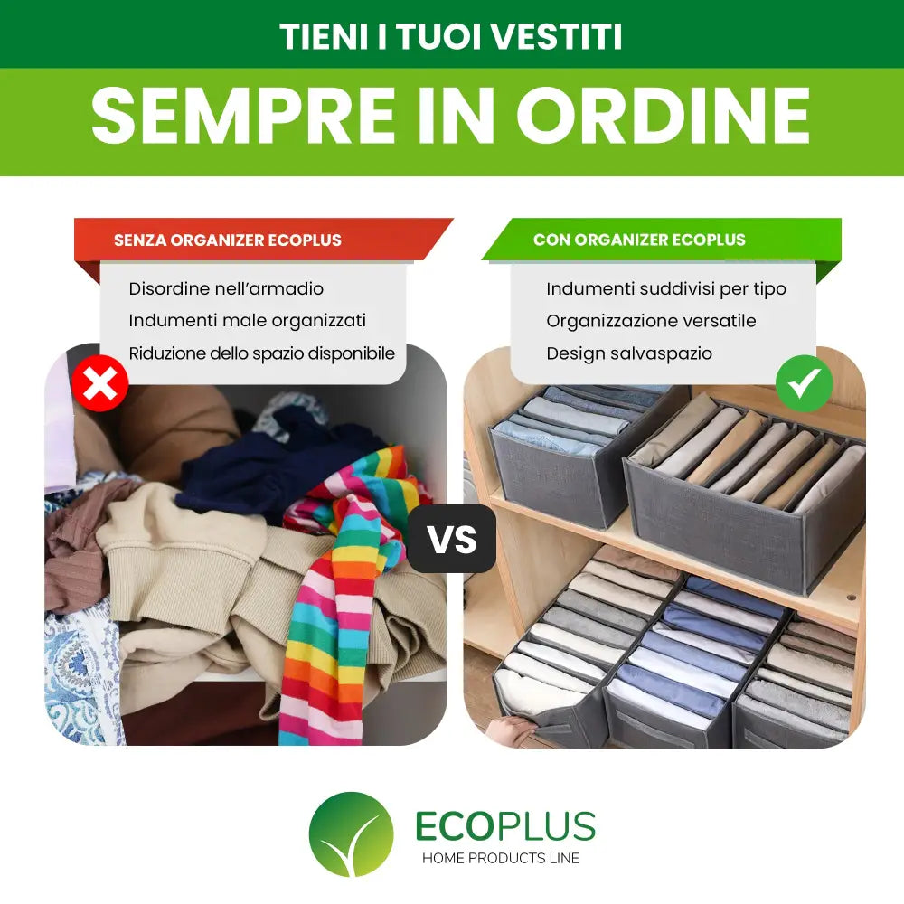Organizer Armadio Scatole con 7 Scomparti Salvaspazio per Vestiti e Accessori - Accessori Salvaspazio