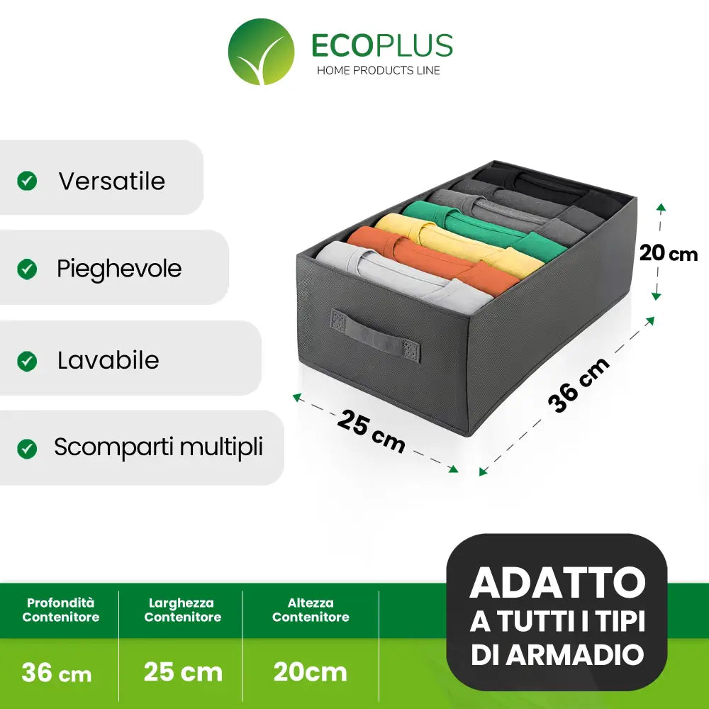 Organizer Armadio Scatole con 7 Scomparti Salvaspazio per Vestiti e Accessori - Accessori Salvaspazio