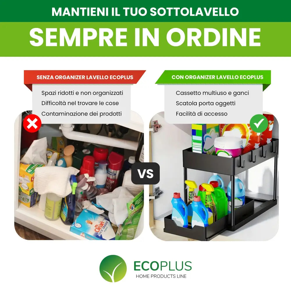 Organizer Sottolavello Scaffale Cucina e Bagno Regolabile Salvaspazio - Accessori Salvaspazio