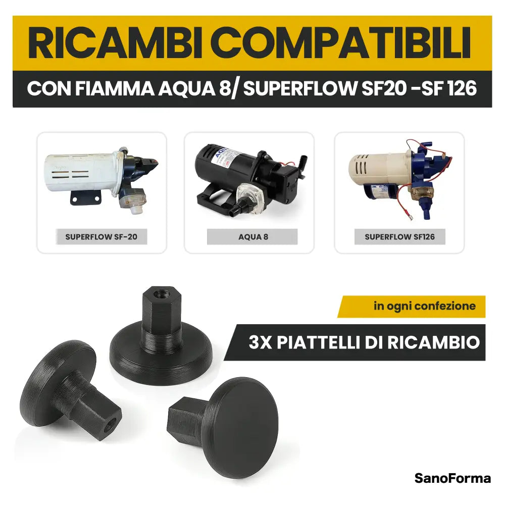 Piattelli Pompa Fiamma Aqua 8 Set 3 Pezzi Compatibili per Pompa Acqua - Ricambi