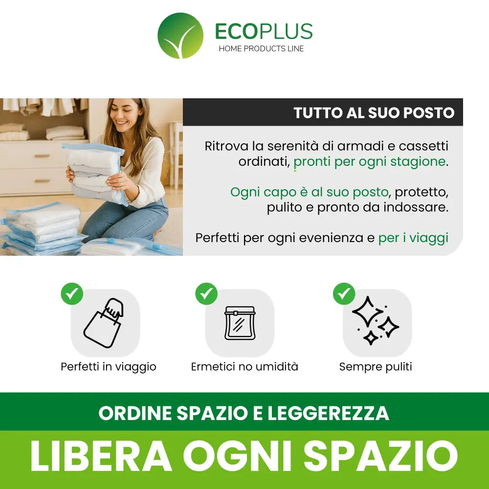 Sacchetti Sottovuoto con Pompa Elettrica USB - Accessori Salvaspazio