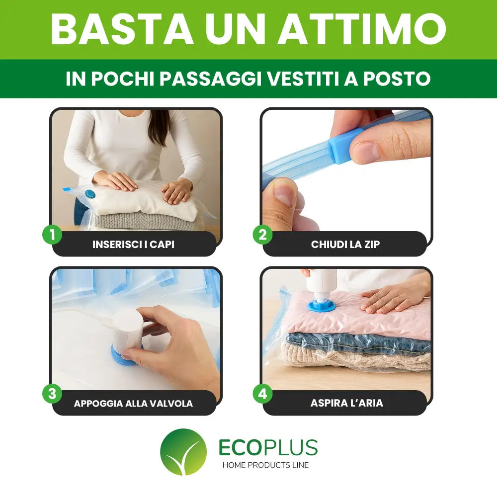 Sacchetti Sottovuoto con Pompa Elettrica USB - Accessori Salvaspazio