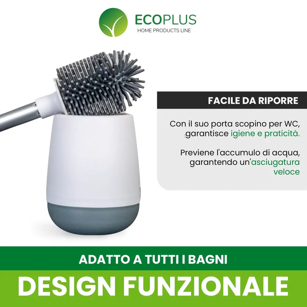 Scopino WC in Silicone Bianco Spazzola Igienica Antigoccia e Antibatterica - Accessori Bagno