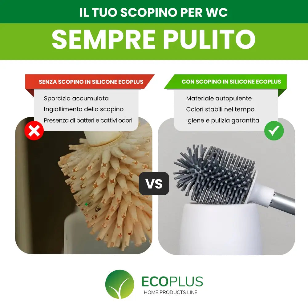 Scopino WC in Silicone Bianco Spazzola Igienica Antigoccia e Antibatterica - Accessori Bagno