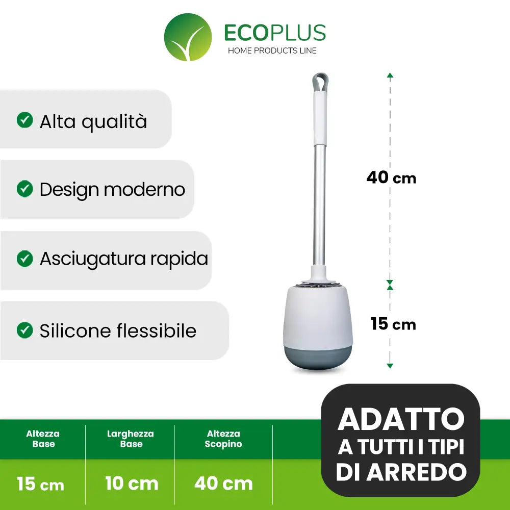Scopino WC in Silicone Bianco Spazzola Igienica Antigoccia e Antibatterica - Accessori Bagno