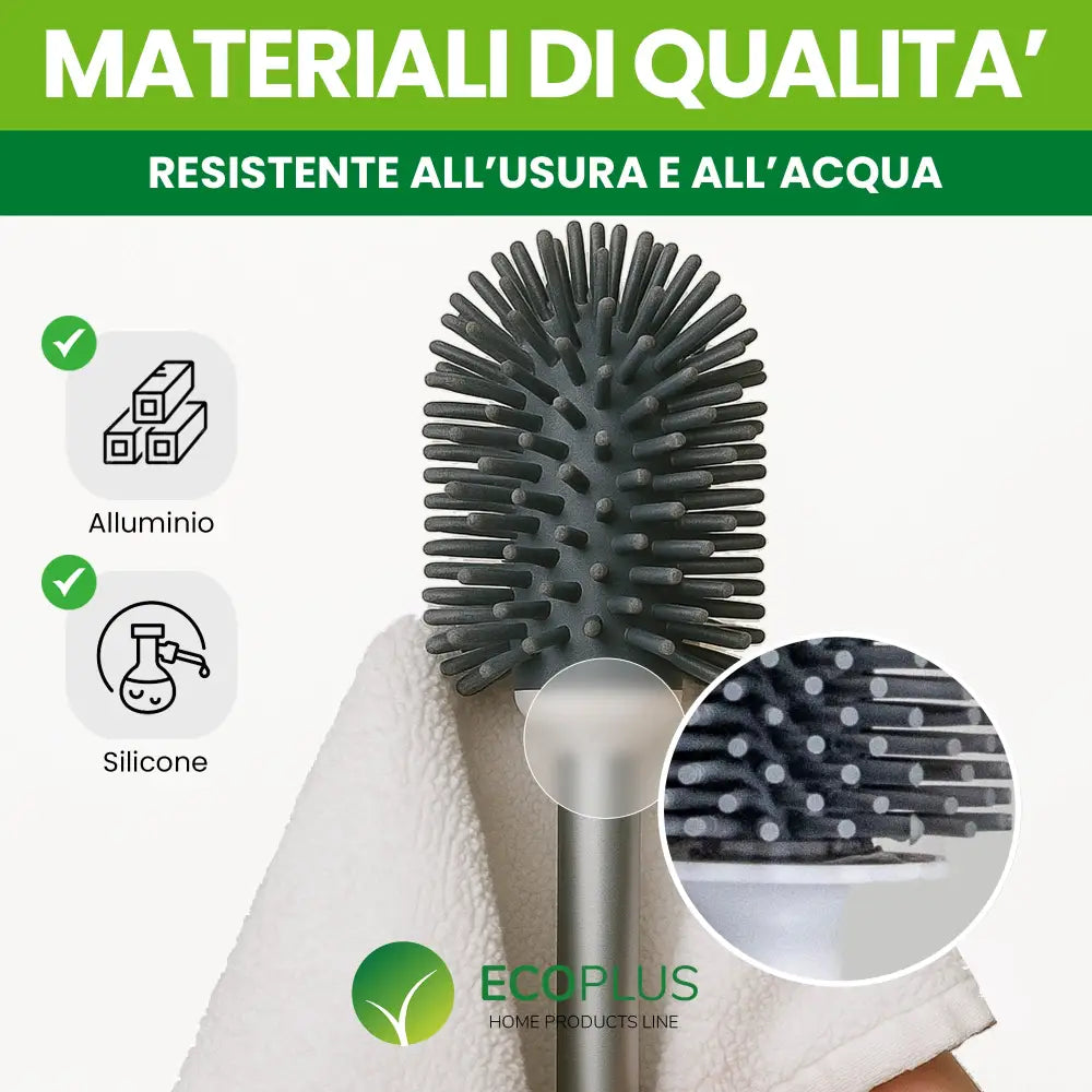 Scopino WC in Silicone Bianco Spazzola Igienica Antigoccia e Antibatterica - Accessori Bagno