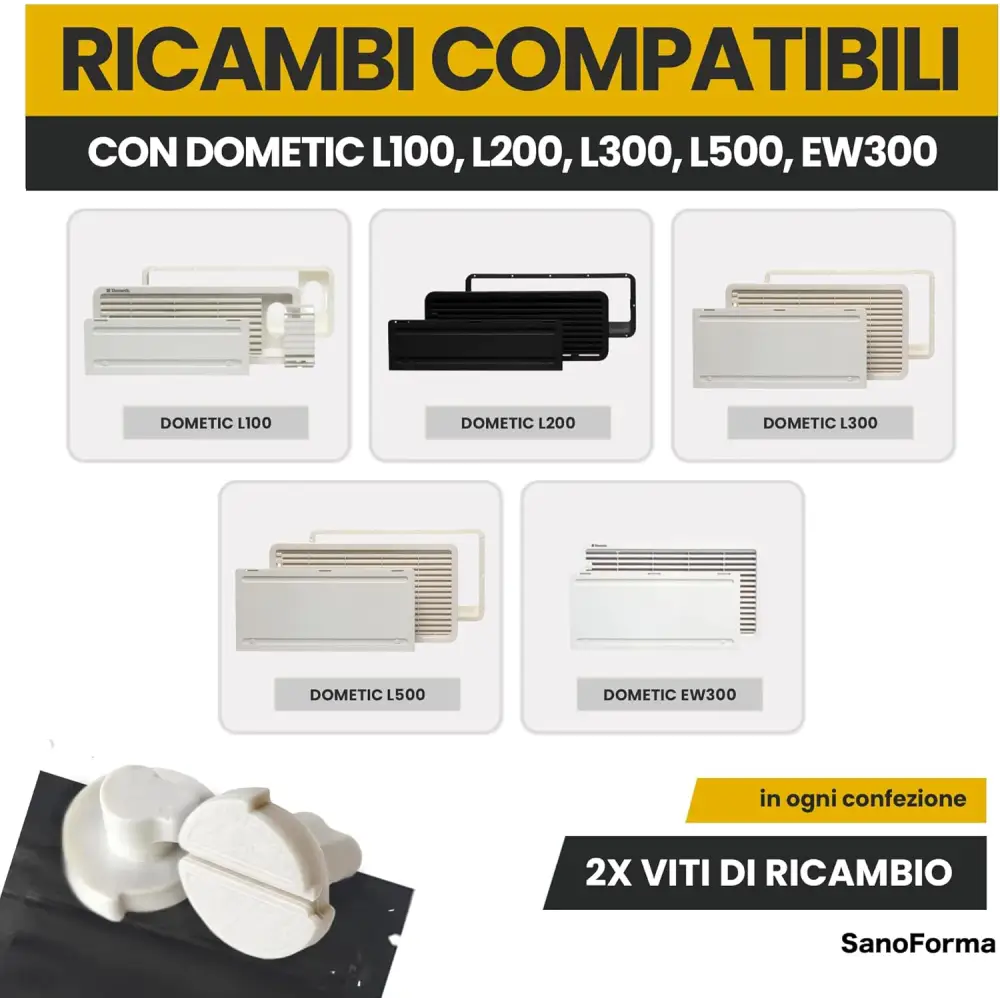 Set 2 Viti di Ricambio per Griglia Ventilazione Frigorifero Dometic Camper e Caravan – Compatibili con L100 L200 L300