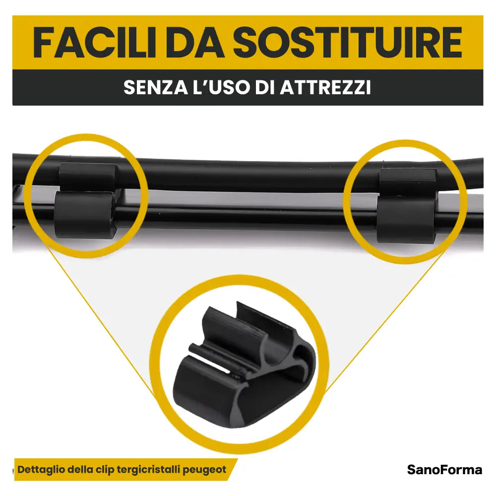 Set di 6 Clip Fissaggio Tubo Tergicristalli Compatibili con Peugeot 3008 5008 Citroën C5 Aircross e DS7 Crossback