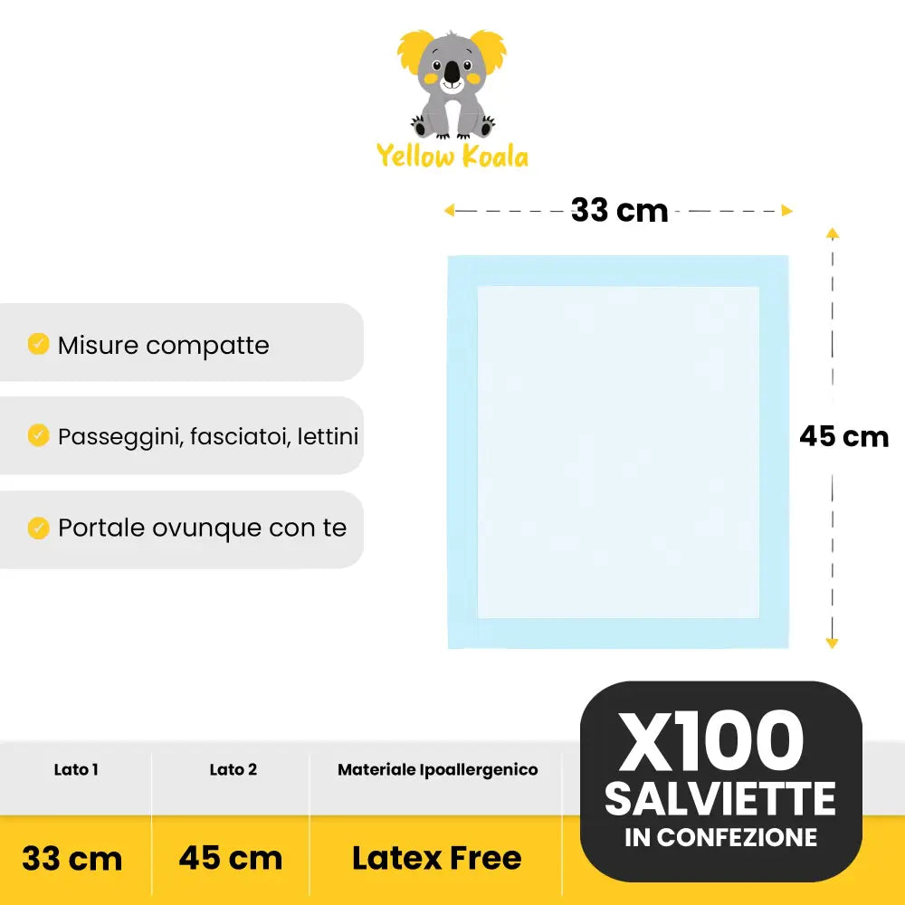 Traversine Neonato 100 pz Tappetini Assorbenti Morbidi e Impermeabili - Accessori Neonati