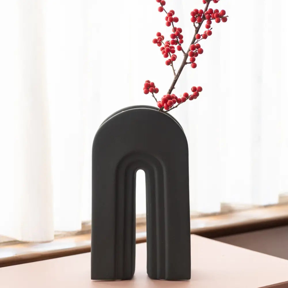 Yogiris Dodeca Vaso in Ceramica Design Geometrico Minimal Arredo Moderno Japandi - Nero - Accessori Persona