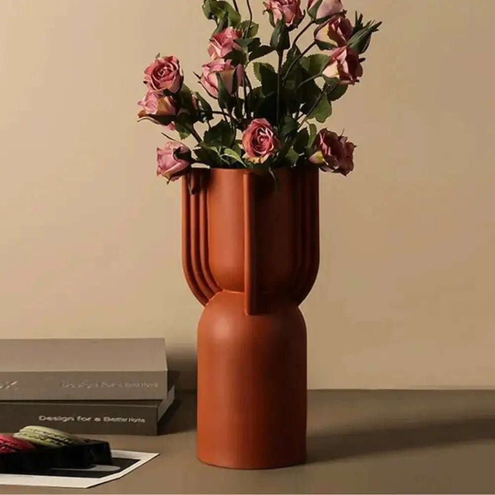 Yogiris Imbu Vaso in Ceramica Artigianale Impermeabile Design Nordico - Terracotta - Accessori Casa