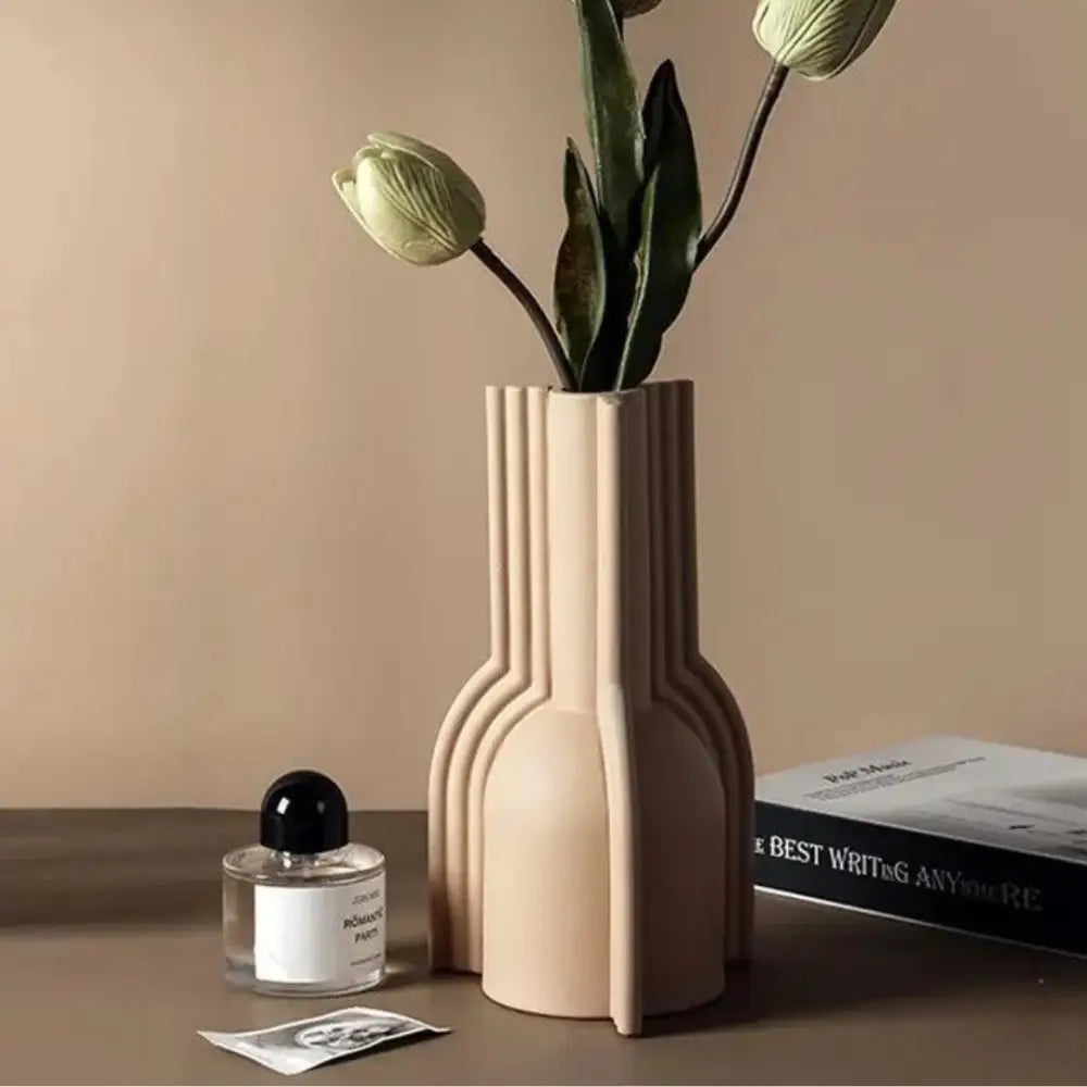 Yogiris Imbu Vaso in Ceramica Artigianale Impermeabile Design Nordico - Beige - Accessori Casa